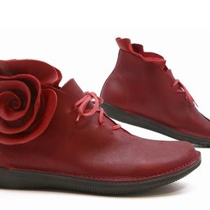 Loints of Holland Rosa lipstick red ankle bootie